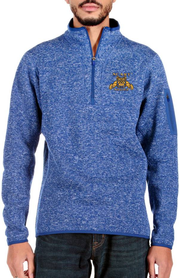 Antigua Men's North Carolina A&T Aggies Aggie Blue Fortune 1/4 Zip Pullover