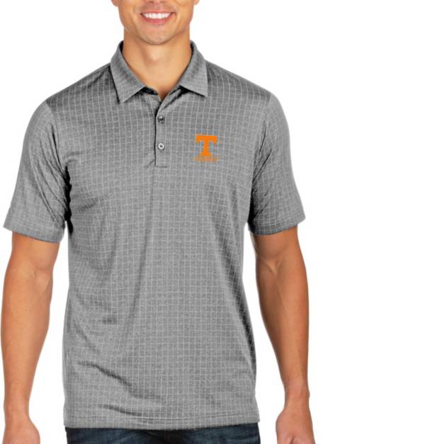 Antigua Men's Tennessee Volunteers Grey Grid Polo