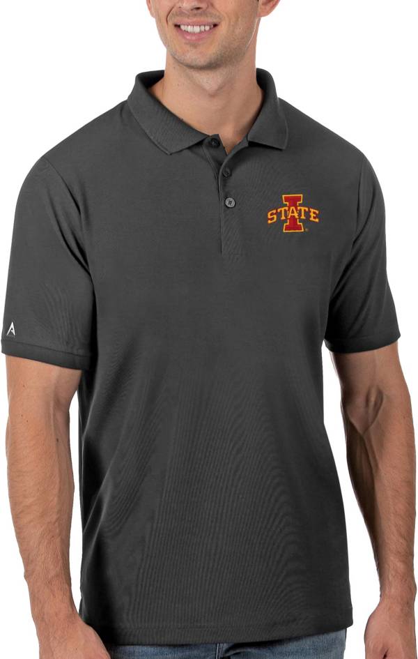 Antigua Men's Iowa State Cyclones Grey Legacy Pique Polo