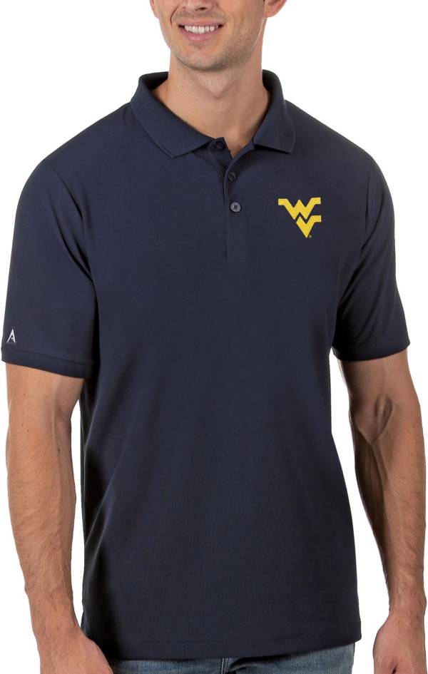 Antigua Men's West Virginia Mountaineers Blue Legacy Pique Polo