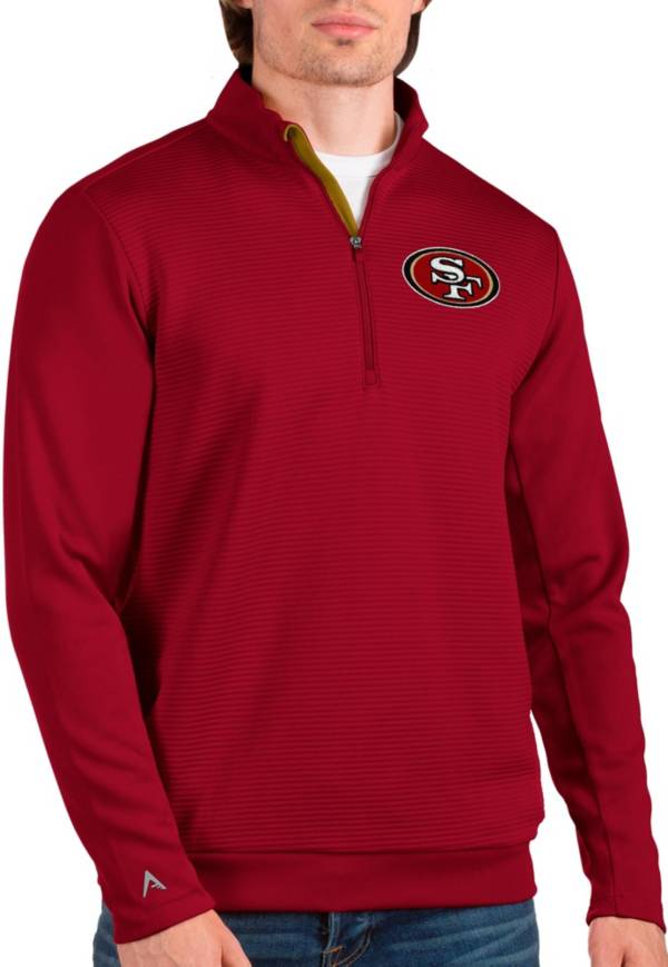 Antigua Men's San Francisco 49ers Vanquish Red Quarter-Zip Pullover