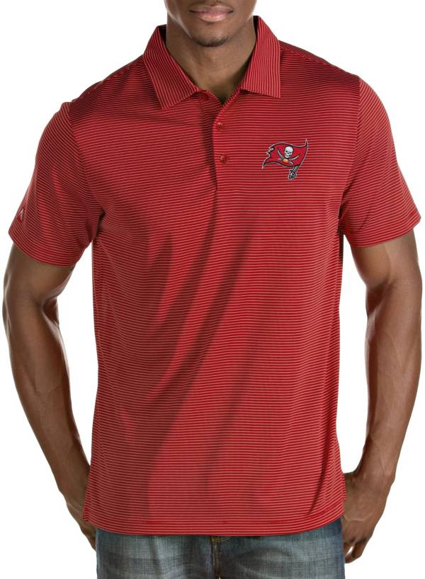 Antigua Men's Tampa Bay Buccaneers Quest Performance Red Polo