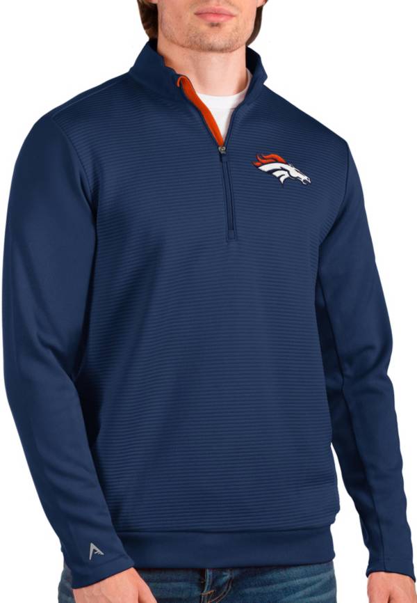 Antigua Men's Denver Broncos Vanquish Navy Quarter-Zip Pullover