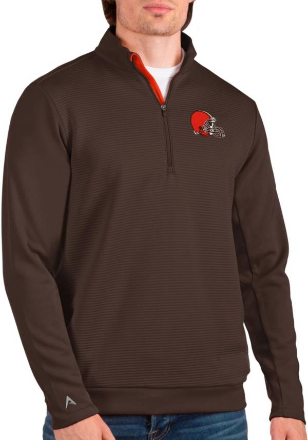 Antigua Men's Cleveland Browns Vanquish Brown Quarter-Zip Pullover