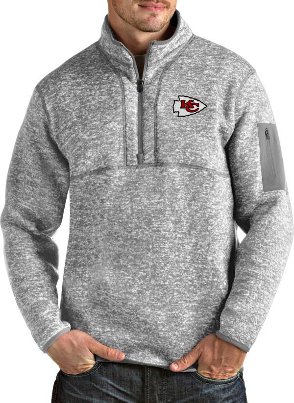 Antigua Men's Kansas City Chiefs Fortune Quarter-Zip Black Pullover