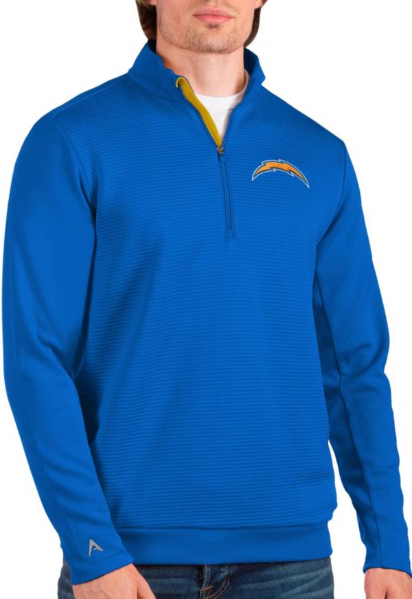 Antigua Men's Los Angeles Chargers Vanquish Blue Quarter-Zip Pullover