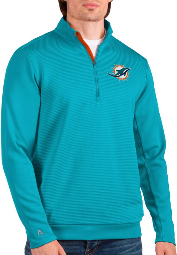 Antigua Men's Miami Dolphins Vanquish Aqua Quarter-Zip Pullover