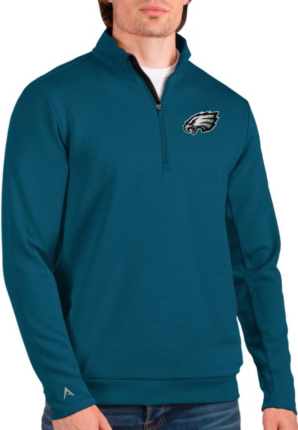 Antigua Men's Philadelphia Eagles Vanquish Green Quarter-Zip Pullover