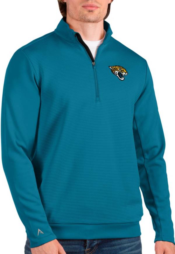 Antigua Men's Jacksonville Jaguars Vanquish Teal Quarter-Zip Pullover