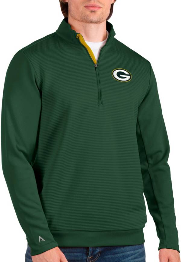 Antigua Men's Green Bay Packers Vanquish Green Quarter-Zip Pullover