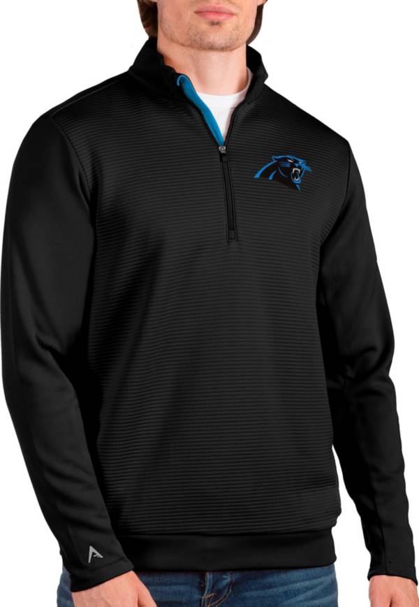 Antigua Men's Carolina Panthers Vanquish Black Quarter-Zip Pullover