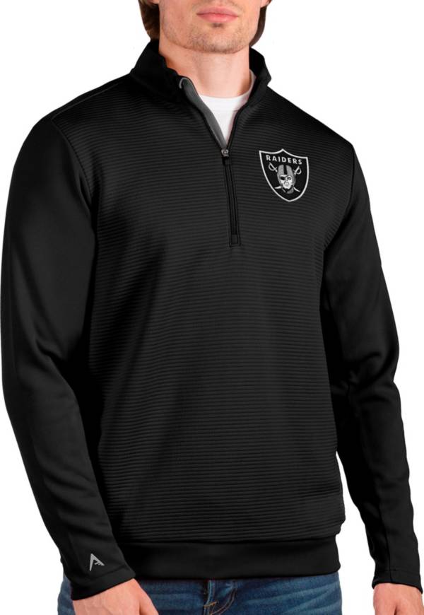 Antigua Men's Las Vegas Raiders Vanquish Black Quarter-Zip Pullover