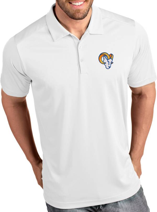 Antigua Men's Los Angeles Rams Tribute White Polo