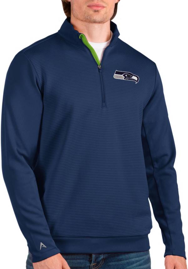 Antigua Men's Seattle Seahawks Vanquish Navy Quarter-Zip Pullover product image