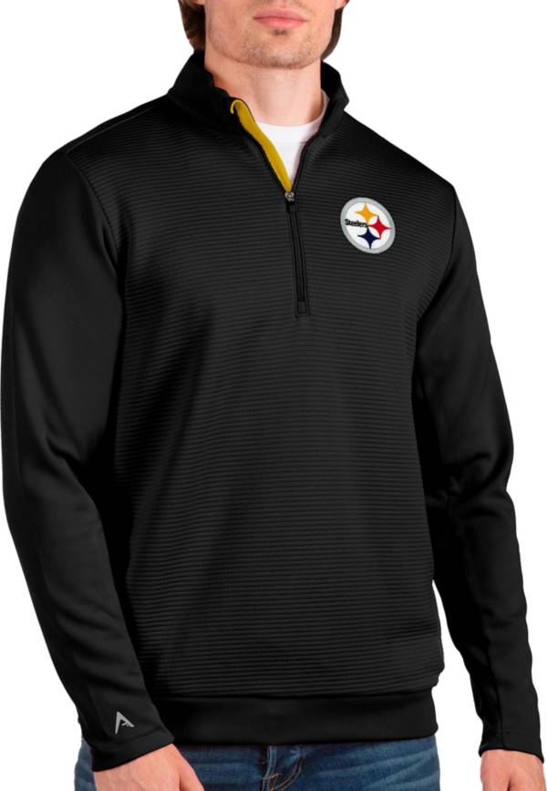 Antigua Men's Pittsburgh Steelers Vanquish Black Quarter-Zip Pullover