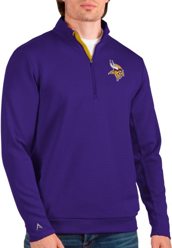 Antigua Men's Minnesota Vikings Vanquish Purple Quarter-Zip Pullover