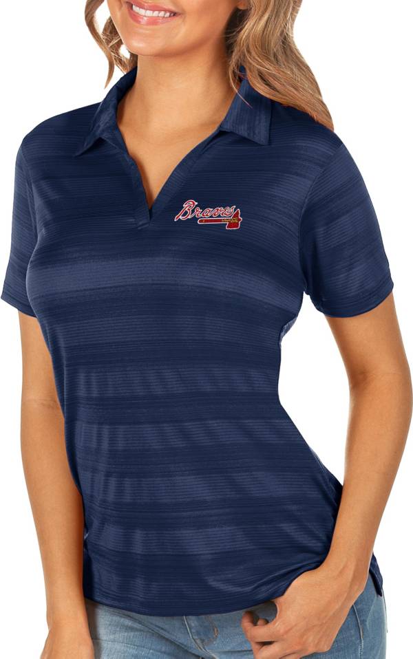 Antigua Women's Atlanta Braves Compass Navy Polo