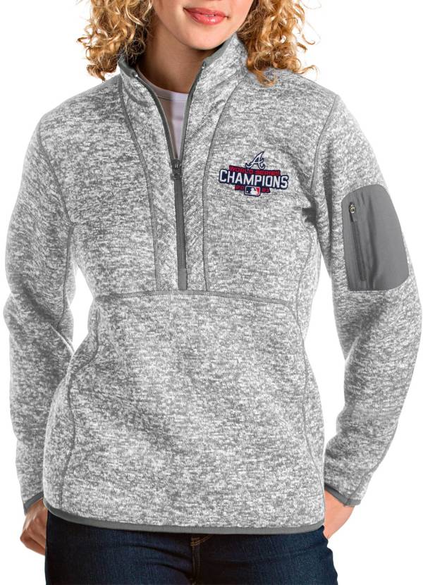 Antigua Women's 2021 World Series Champions Atlanta Braves Fortune Quarter-Zip Pullover Shirt