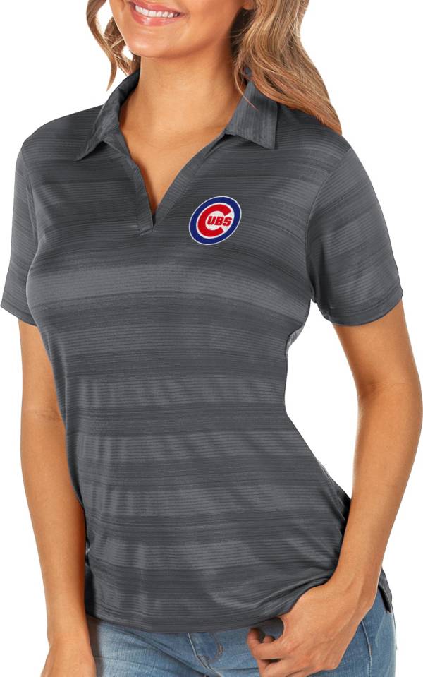 Antigua Women's Chicago Cubs Compass Carbon Polo