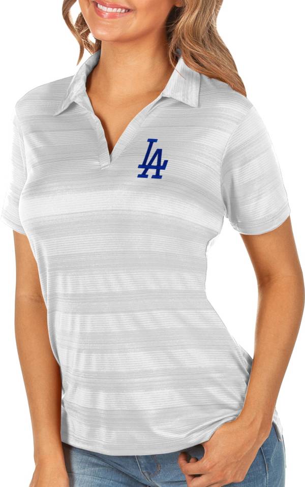 Antigua Women's Los Angeles Dodgers Compass White Polo