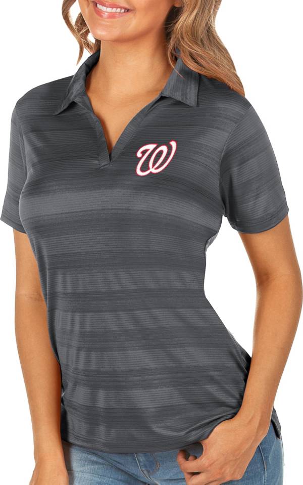 Antigua Women's Washington Nationals Compass Carbon Polo