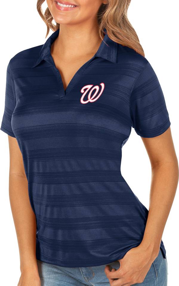 Antigua Women's Washington Nationals Compass Navy Polo