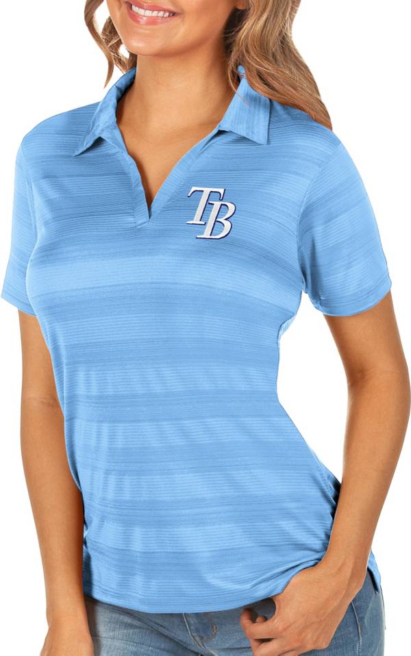 Antigua Women's Tampa Bay Rays Compass Columbia Blue Polo