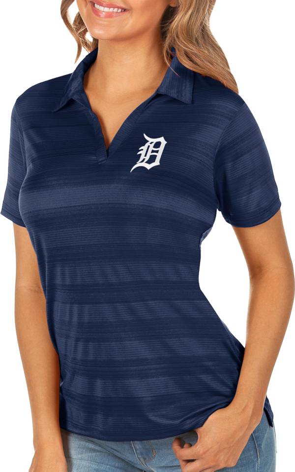 Antigua Women's Detroit Tigers Compass Navy Polo