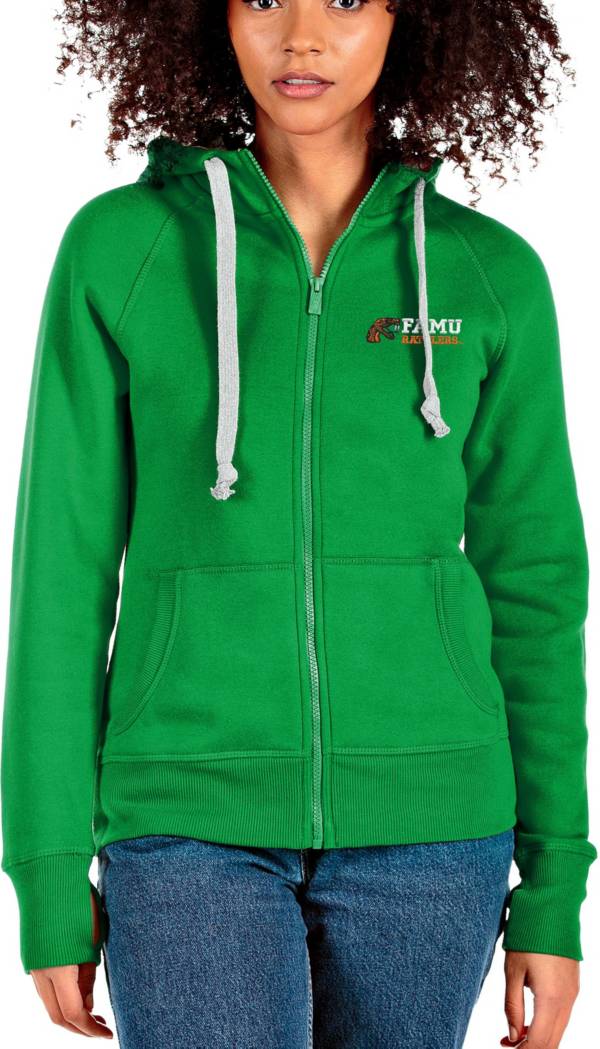 Antigua Women's Florida A&M Rattlers Green Victory Full-Zip Hoodie