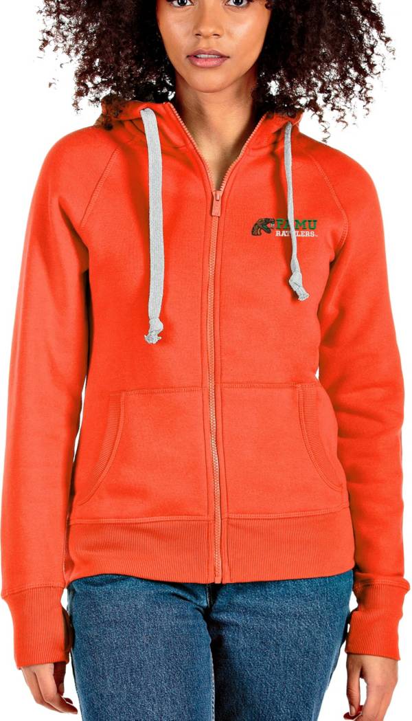 Antigua Women's Florida A&M Rattlers Orange Victory Full-Zip Hoodie