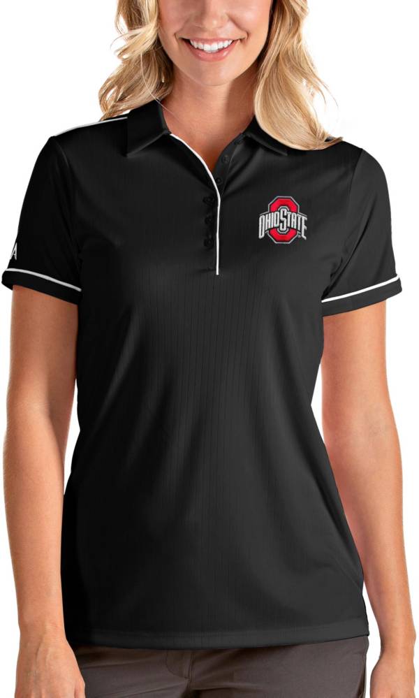 Antigua Women's Ohio State Buckeyes Black Salute Performance Polo