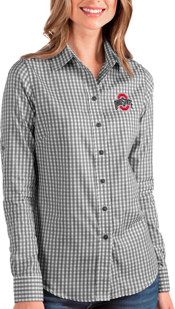 Antigua Women's Ohio State Buckeyes Black Structure Button Down Long Sleeve Shirt