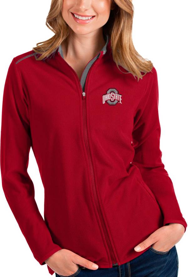 Antigua Women's Ohio State Buckeyes Scarlet Glacier Quarter-Zip Pullover Shirt
