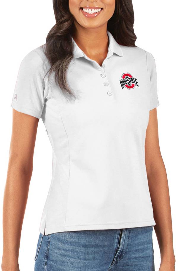 Antigua Women's Ohio State Buckeyes White Legacy Pique Polo