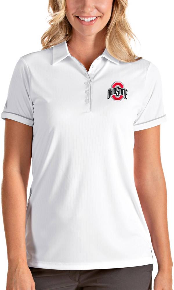 Antigua Women's Ohio State Buckeyes White Salute Performance Polo