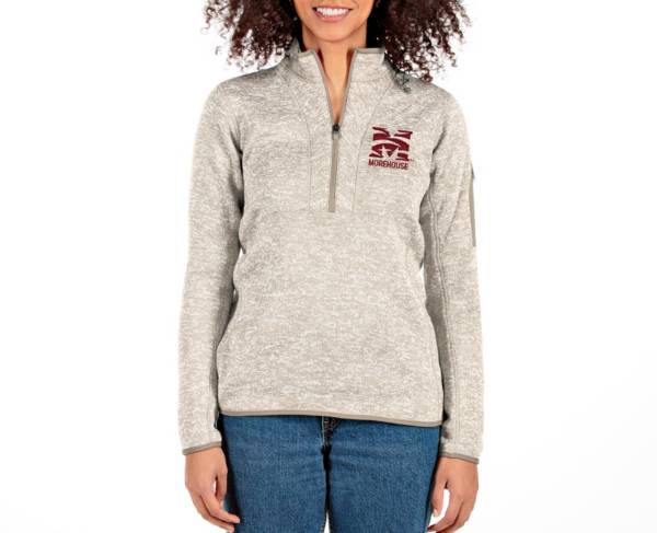 Antigua Women's Morehouse College Maroon Tigers White Fortune 1/4 Zip Pullover product image