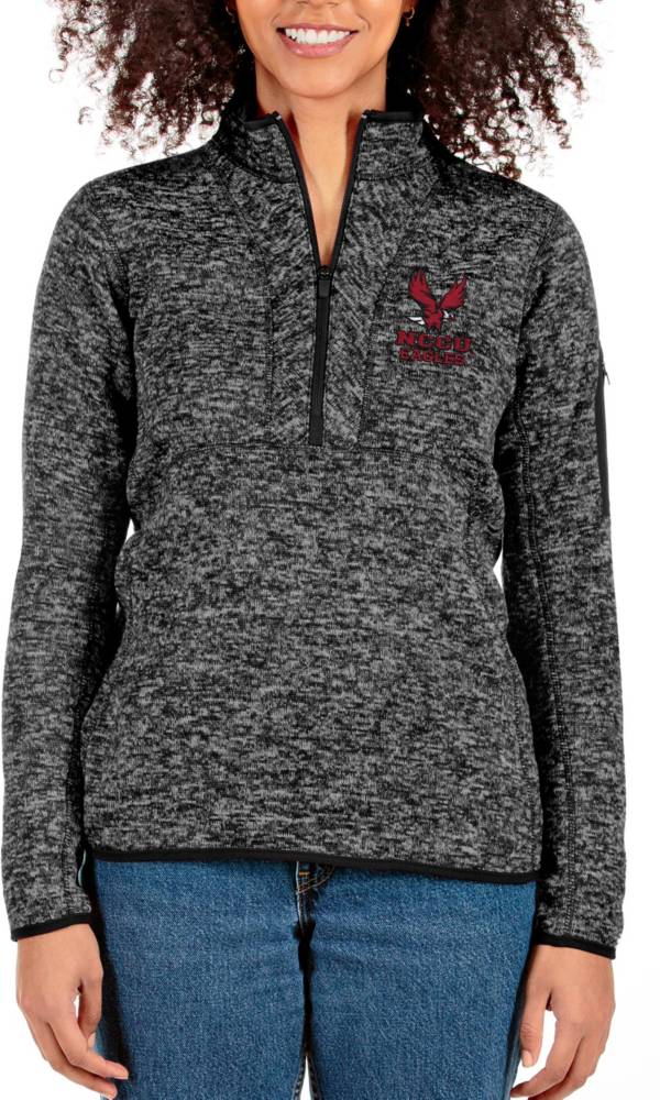 Antigua Women's North Carolina Central Eagles Black Fortune 1/4 Zip Pullover