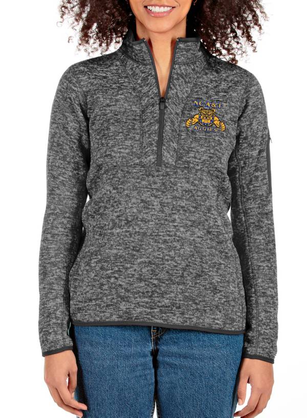 Antigua Women's North Carolina A&T Aggies Grey Fortune 1/4 Zip Pullover product image