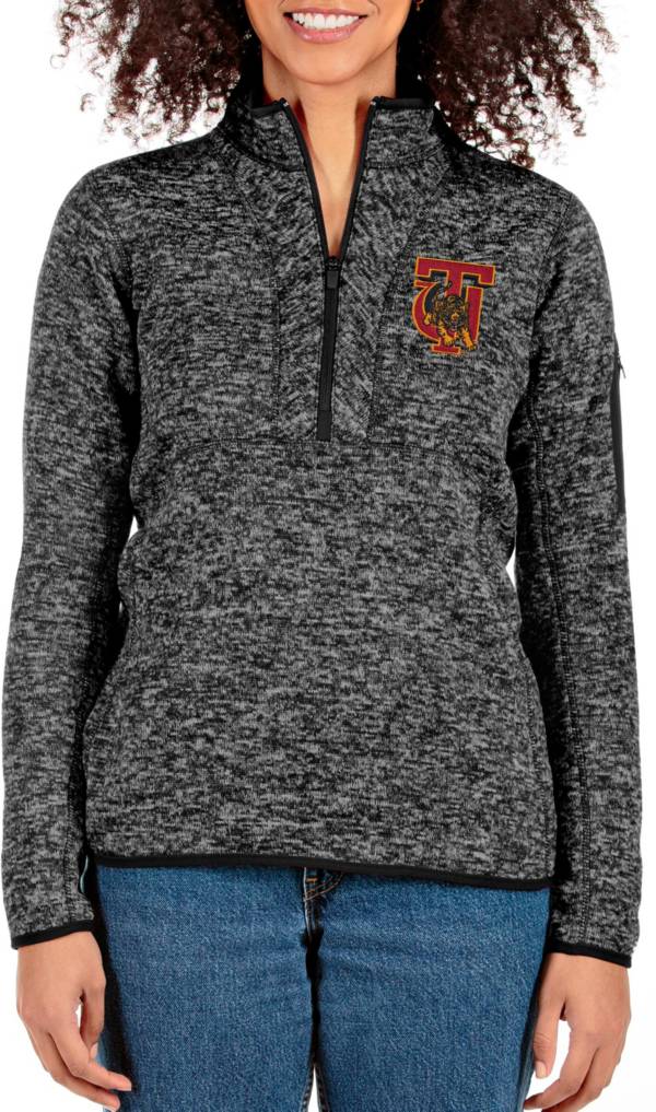 Antigua Women's Tuskegee Golden Tigers Black Fortune 1/4 Zip Pullover