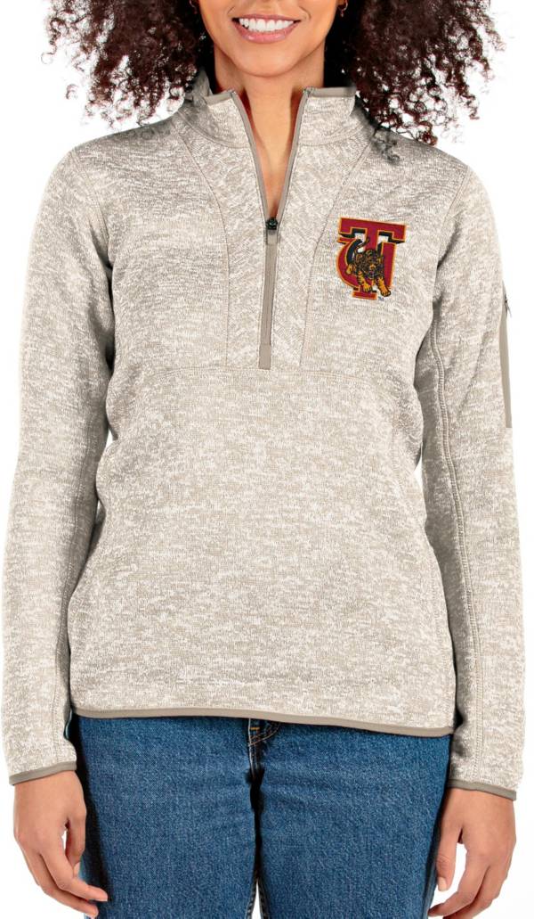 Antigua Women's Tuskegee Golden Tigers White Fortune 1/4 Zip Pullover