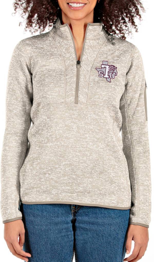 Antigua Women's Texas Southern Tigers White Fortune 1/4 Zip Pullover