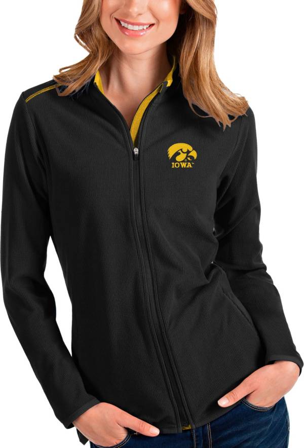 Antigua Women's Iowa Hawkeyes Black Glacier Full-Zip Jacket