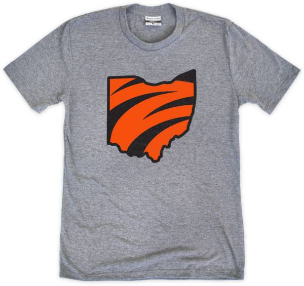 Where I'm From Cincy State Stripe Grey T-Shirt