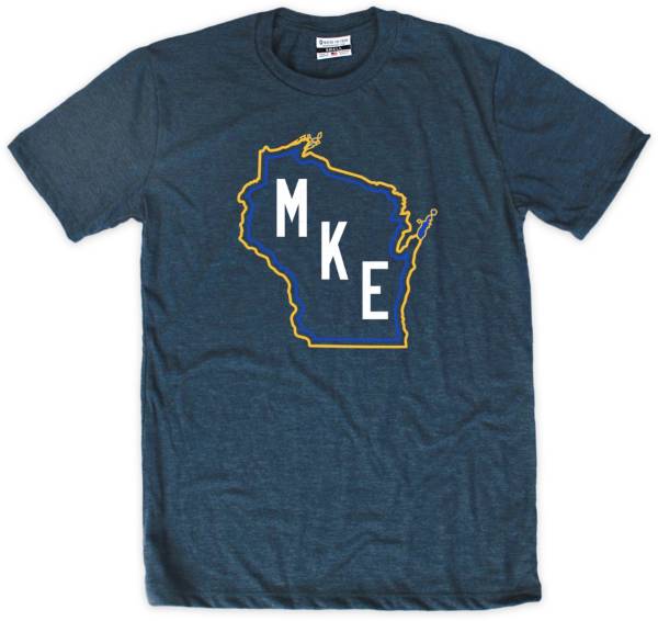 Where I'm From MKE State Outline Navy T-Shirt