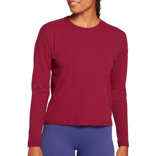 CALIA Women's Boxy Rib Long Sleeve Top