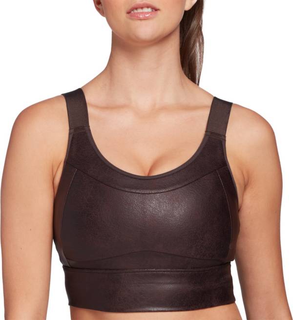 CALIA Women's Sculpt Leather Seamed Long Line Bra