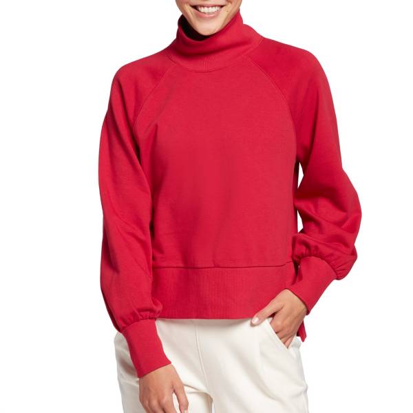 CALIA Women's French Terry Mock Neck Pullover