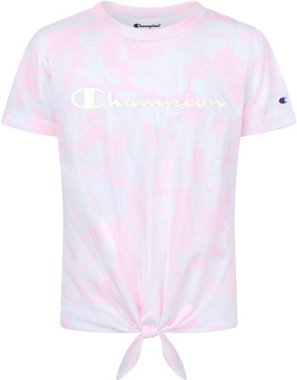 Champion Girls' Printed Tie Dye Tie Front T-Shirt