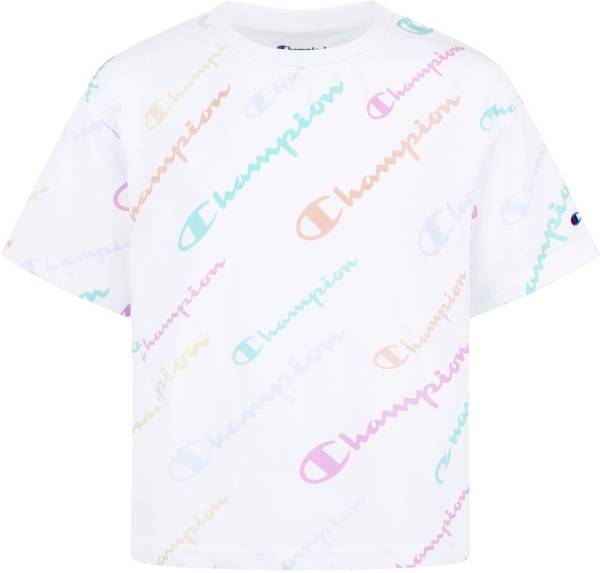 Champion Girls' AOP Script Boxy T-Shirt