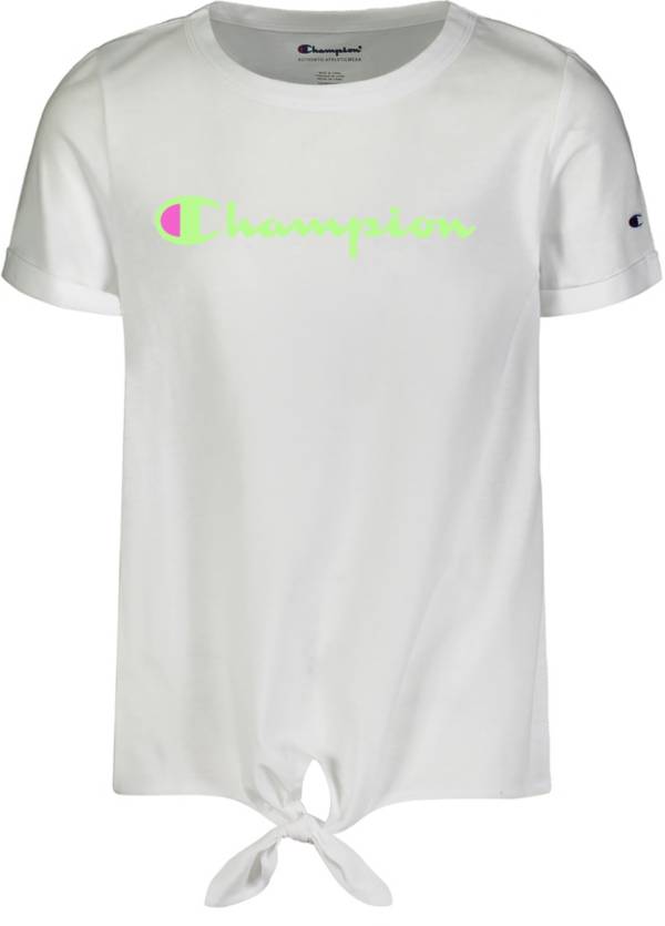 Champion Little Girls' Classic Script Tie Front T-Shirt product image